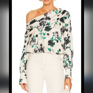 FREE PEOPLE POTTER PRINT ONE-SHOULDER TOP IN IVORY COMBO (Sz.s)